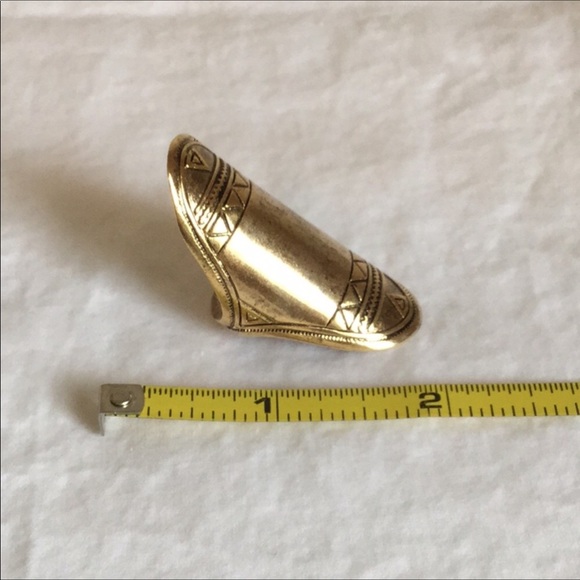LOW LUV Aztec Gold Bronze Boho Long Big Ring 7 NEW - Picture 4 of 8
